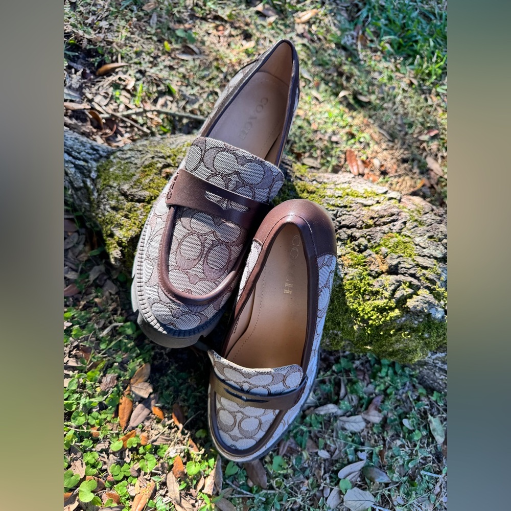 Coach Signature Brown and Cream Loafers